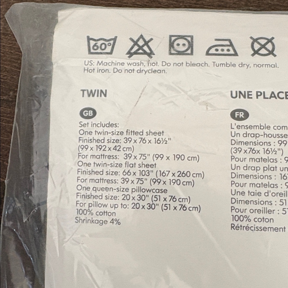 IKEA GÄSPA Twin Sheet Set in Taupe 100% Cotton New! - Picture 3 of 5